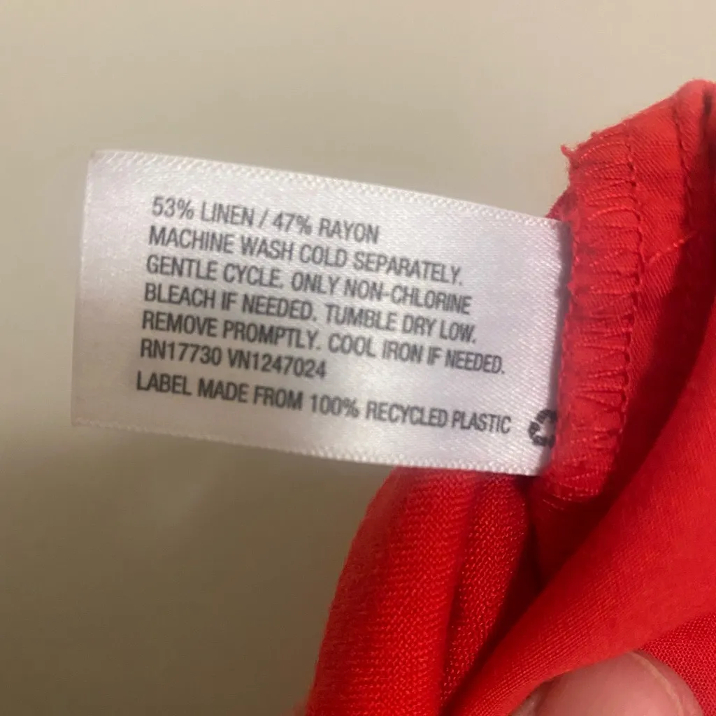 A New Day Womens Cherry Red Linen Rayon Blend Shorts L Large Waist 34” - Image 6