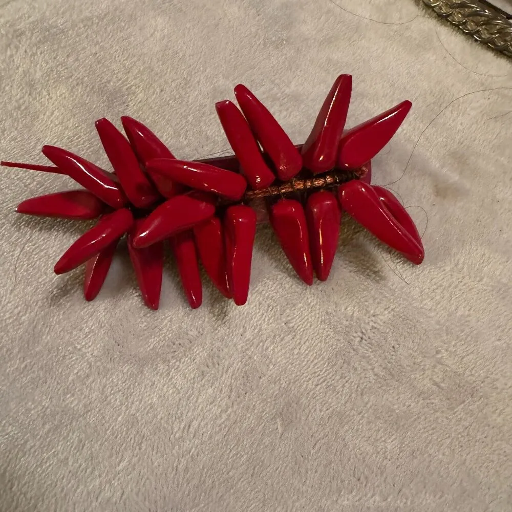 Vintage Lot Hair Accessories Clips Barrettes Tortoise Guitar leather France - Image 5