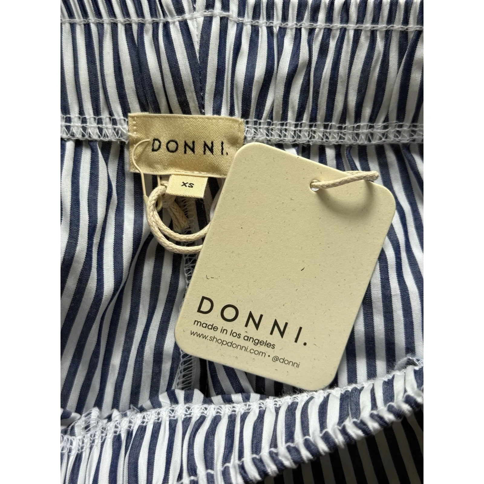 NWT Donni Cotton Pop Simple Pant‎ Navy Stripe XS Poplin Straight Leg Made In USA Blue - Image 4