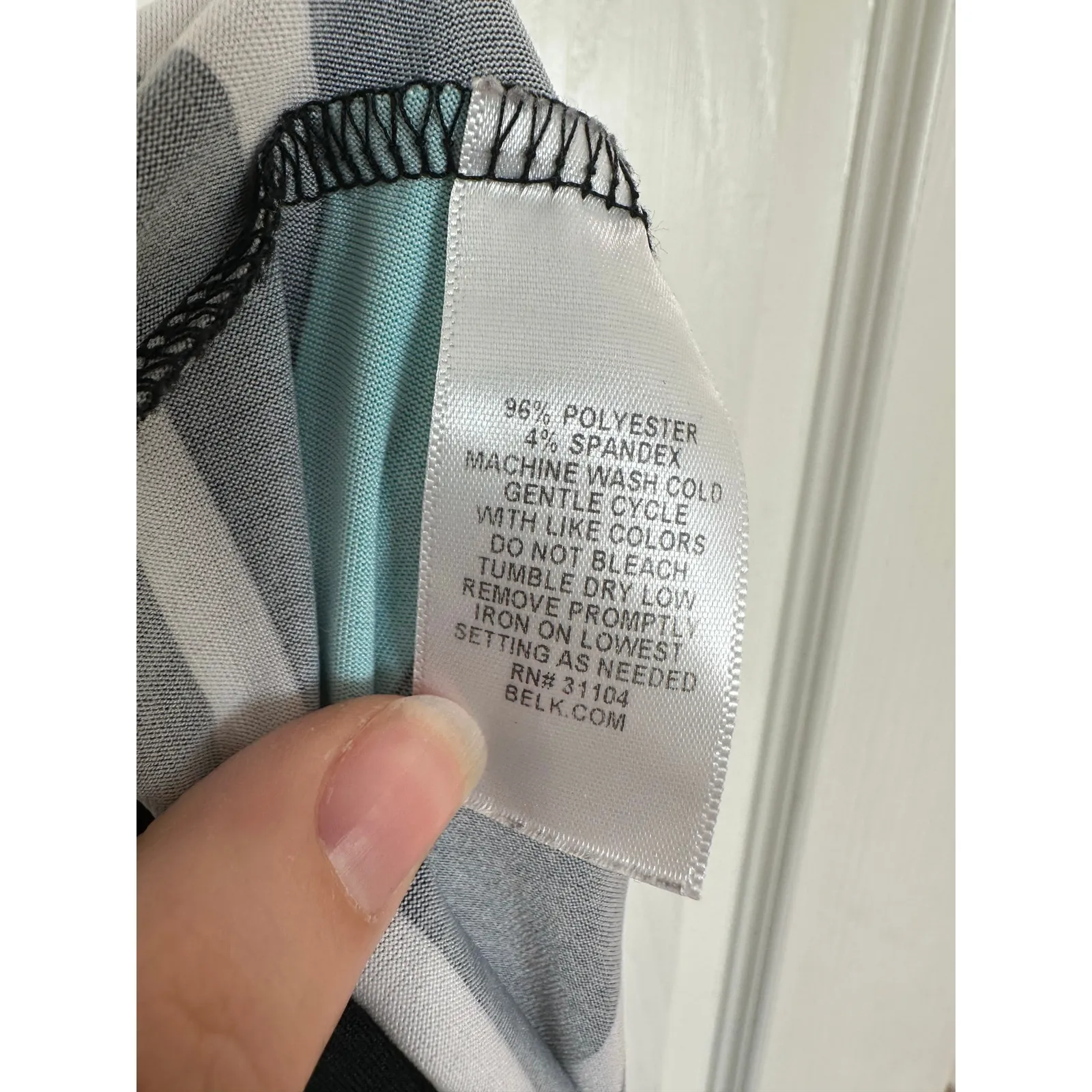 Kim Rogers Bright Aqua & Black Striped Bold Stretch Maxi Skirt Wrinkle-free S - Image 4