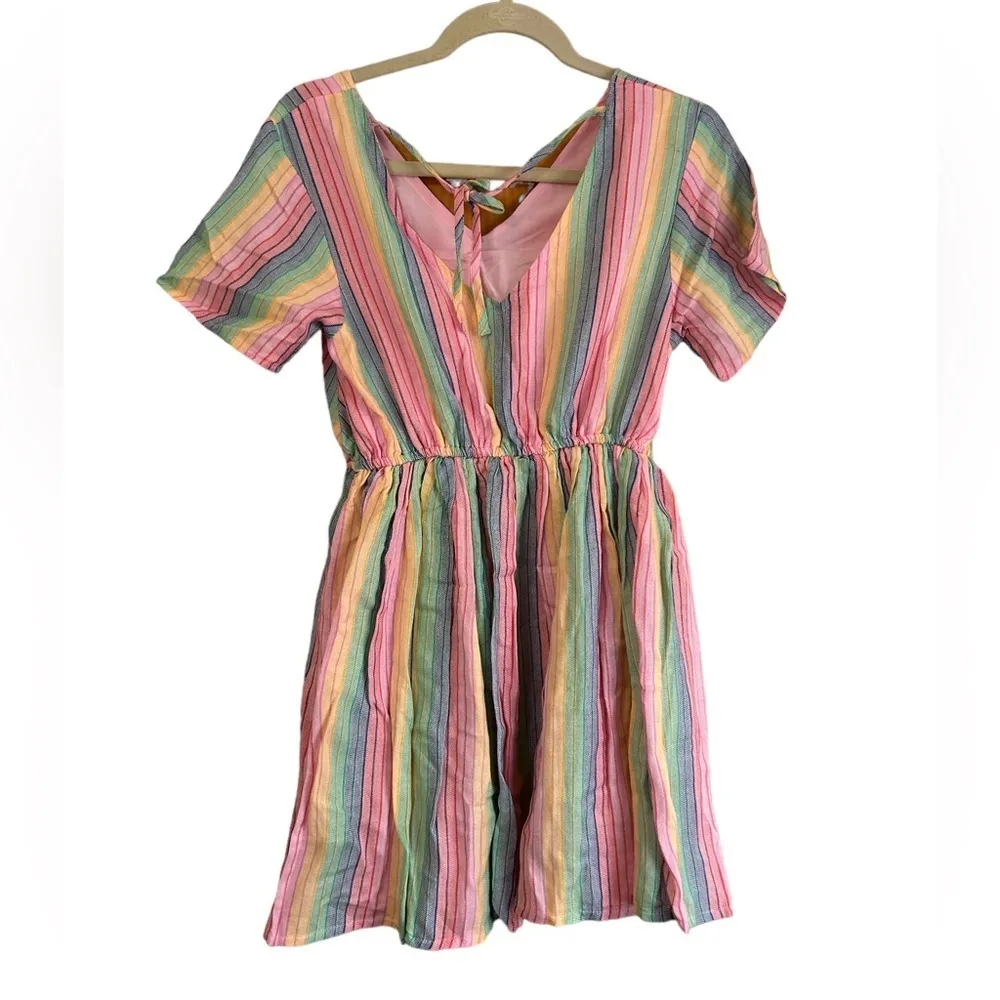 NWT DAISY STREET MINI SMOCK RAINBOW DRESS - Image 4