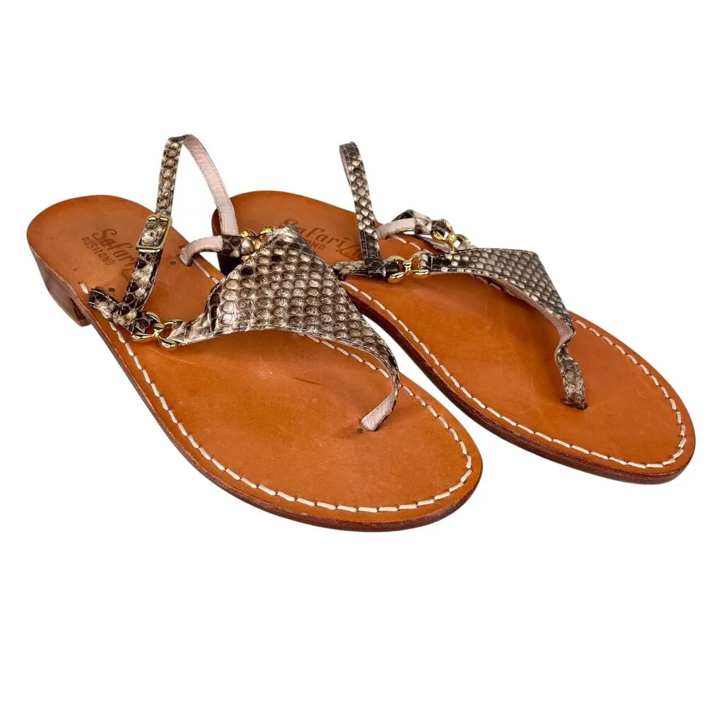 Safari Club Positano Zoe Sandal Handmade 37 6.5 Python Leather Brown - Image 12