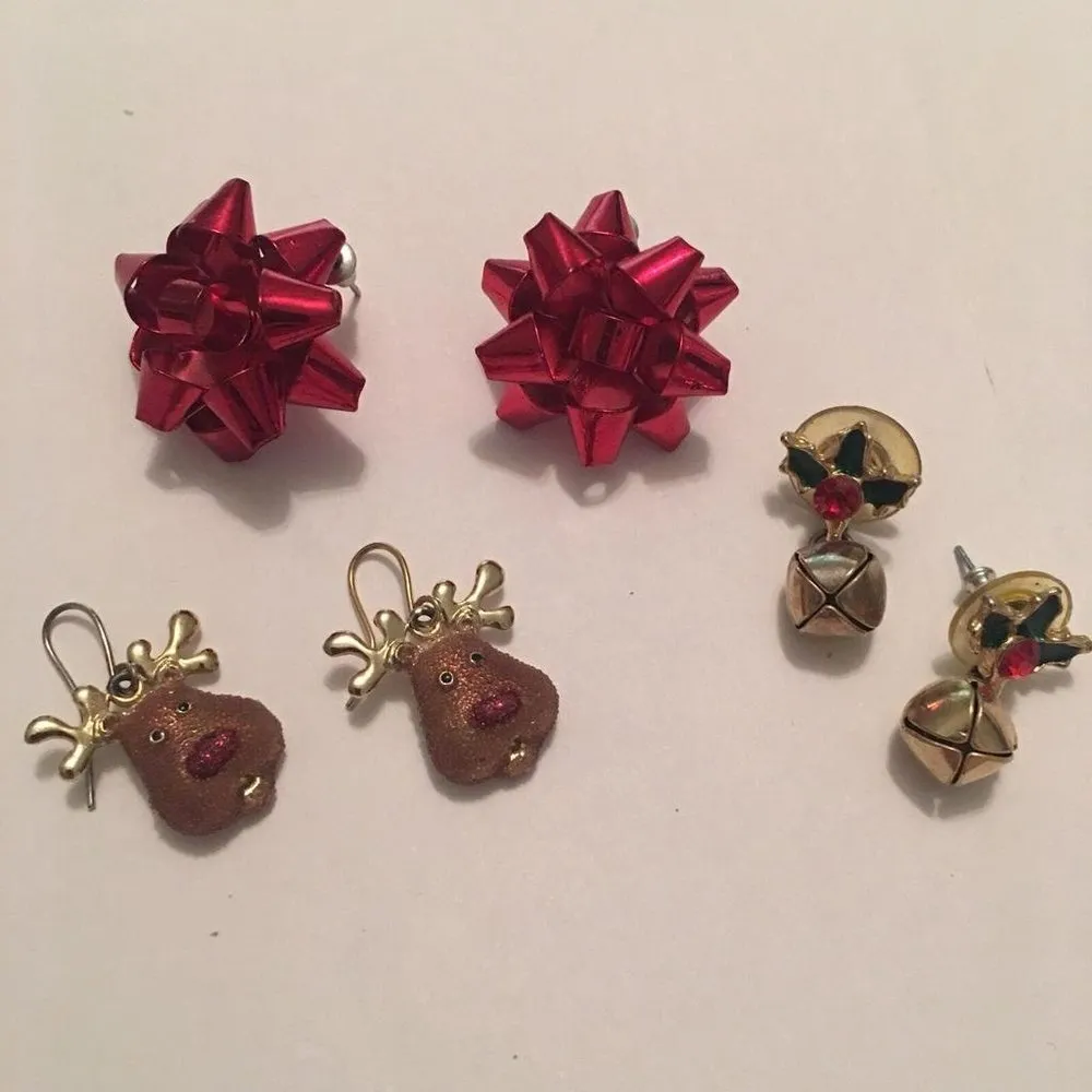 Lot Of 3 Costume Earrings Pierced Variety! Christmas / Holiday - Image 2