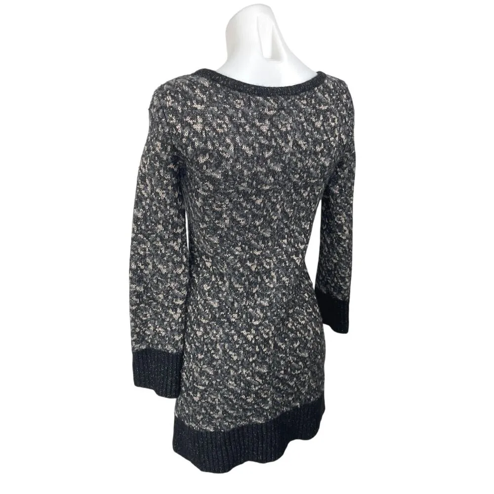 Rag & Bone Black Beige Merino Wool Knit Long Sleeve Mini Sweater Dress Size XS - Image 2