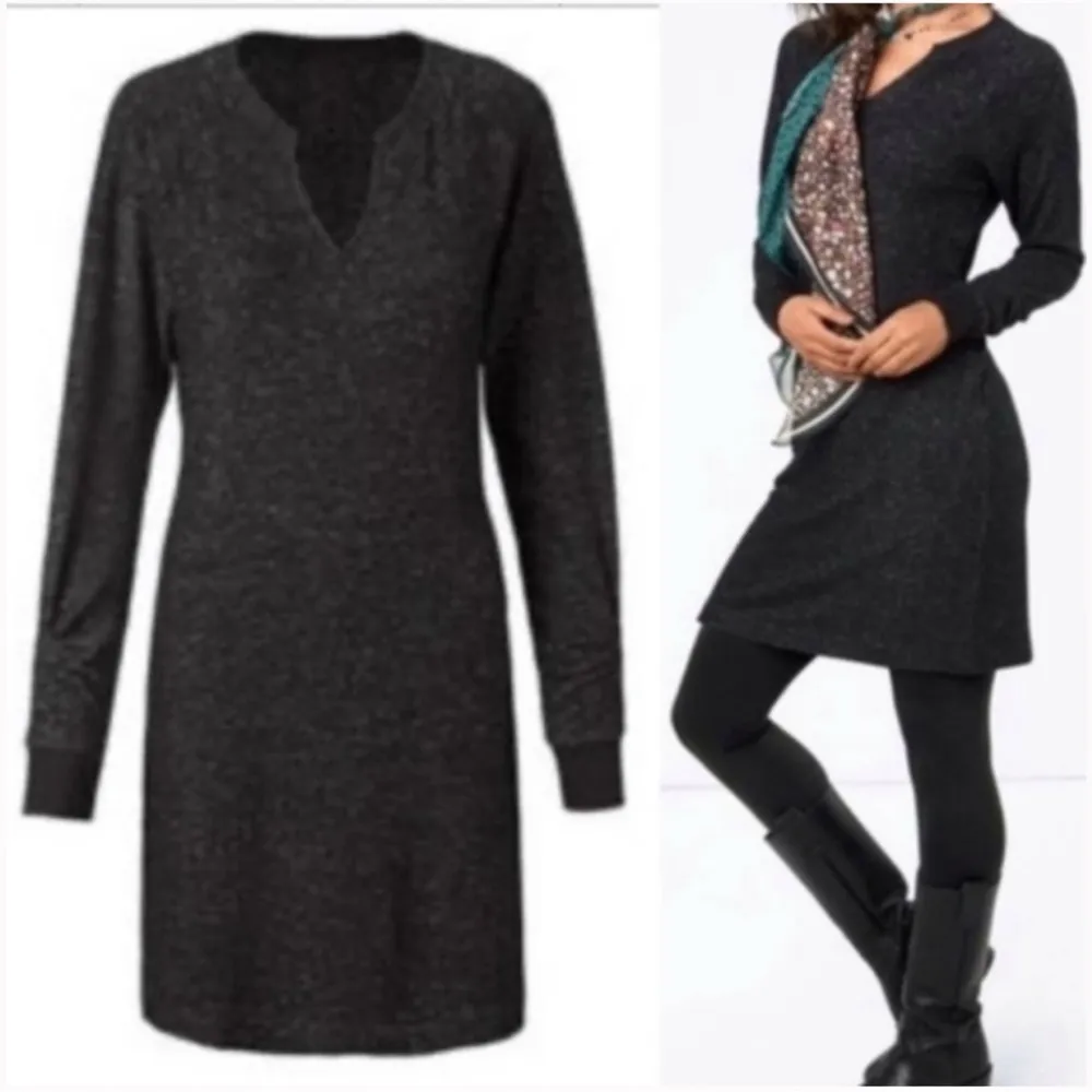 Cabi PJ V Neck Long Sleeve Dress Style 3829 lagenlook cozy size medium dark grey - Image 2