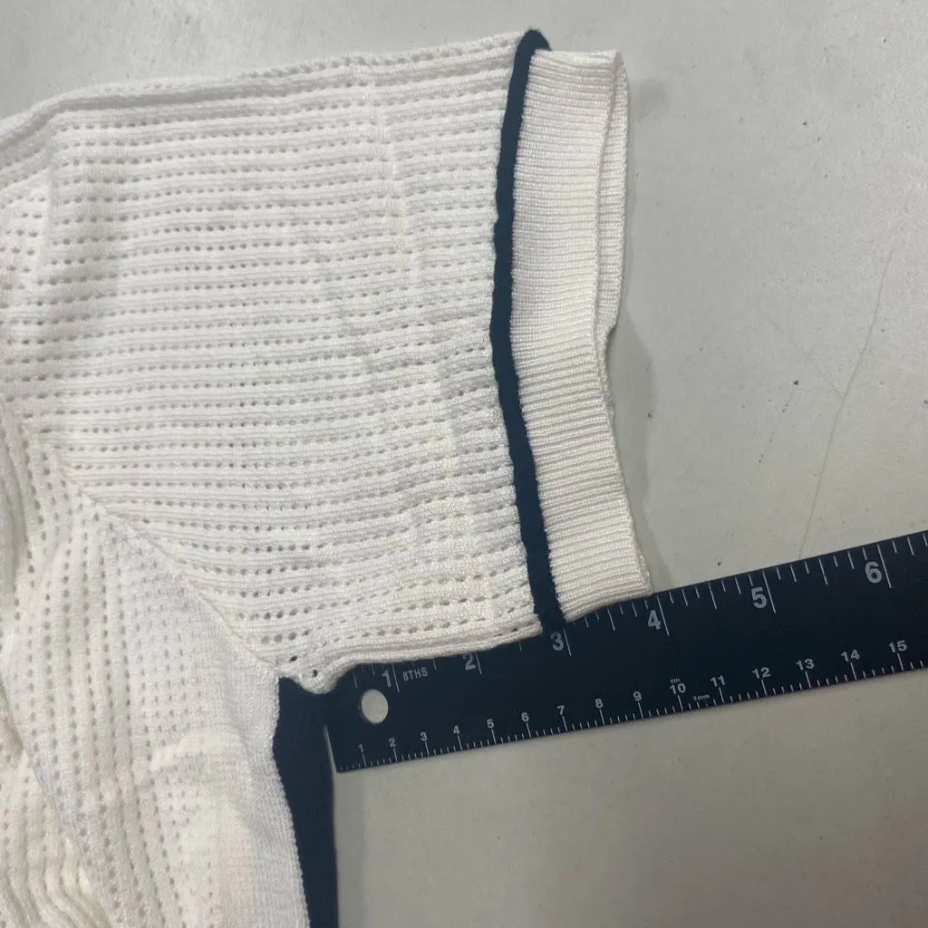 DOKOTOO Women’s Waffle Knit Top‎ Size 2XL White Black Short Sleeves Crew Neck - Image 9