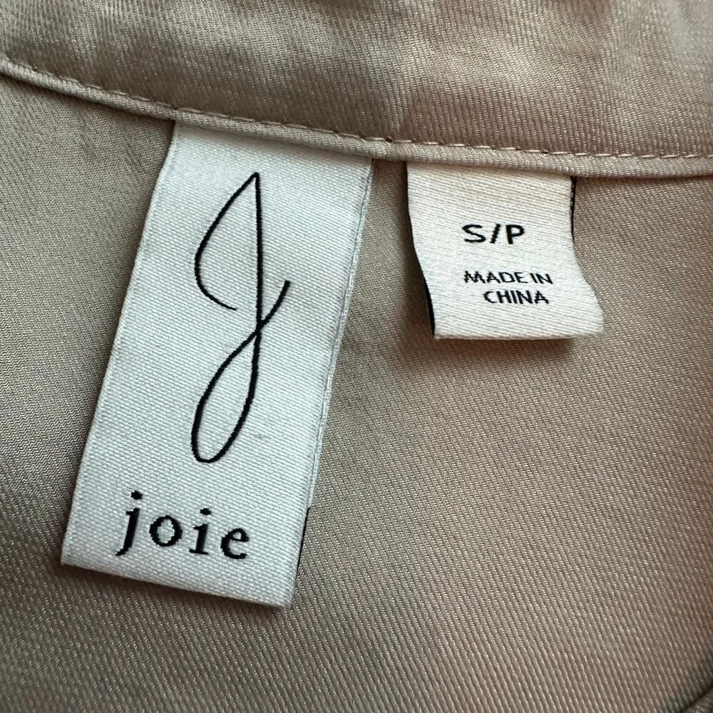 Joie beige/khaki button up cap sleeve top size S - Image 6