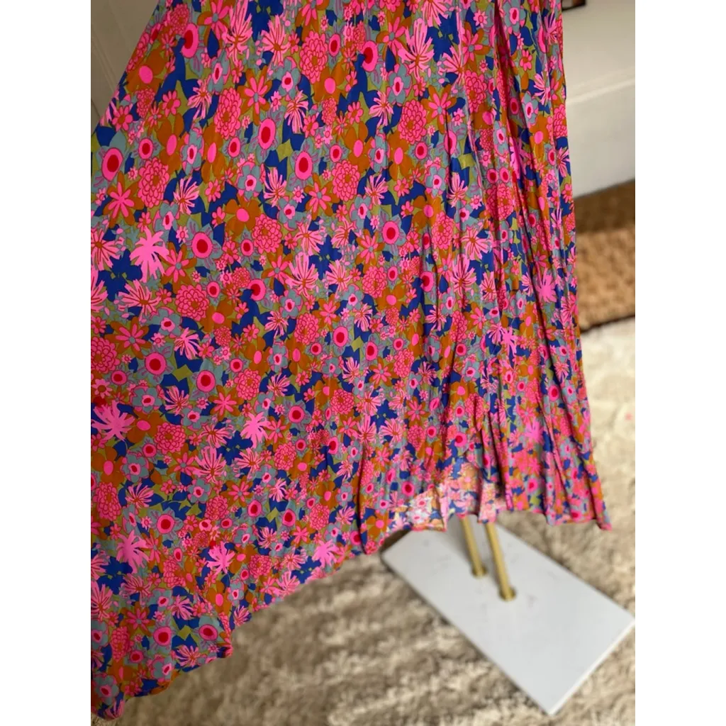 Natural Life Floral Smocked Maxi Dress Skirt Strapless Slit Boho L Cottagecore - Image 4