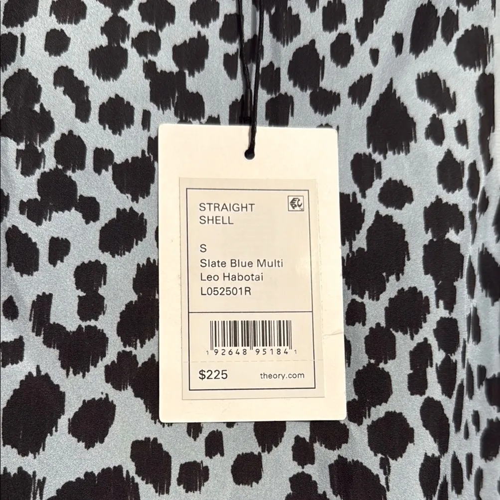 💙💖 NWT Theory Slate Blue Leopard Print Silk Sleeveless Blouse - Image 4