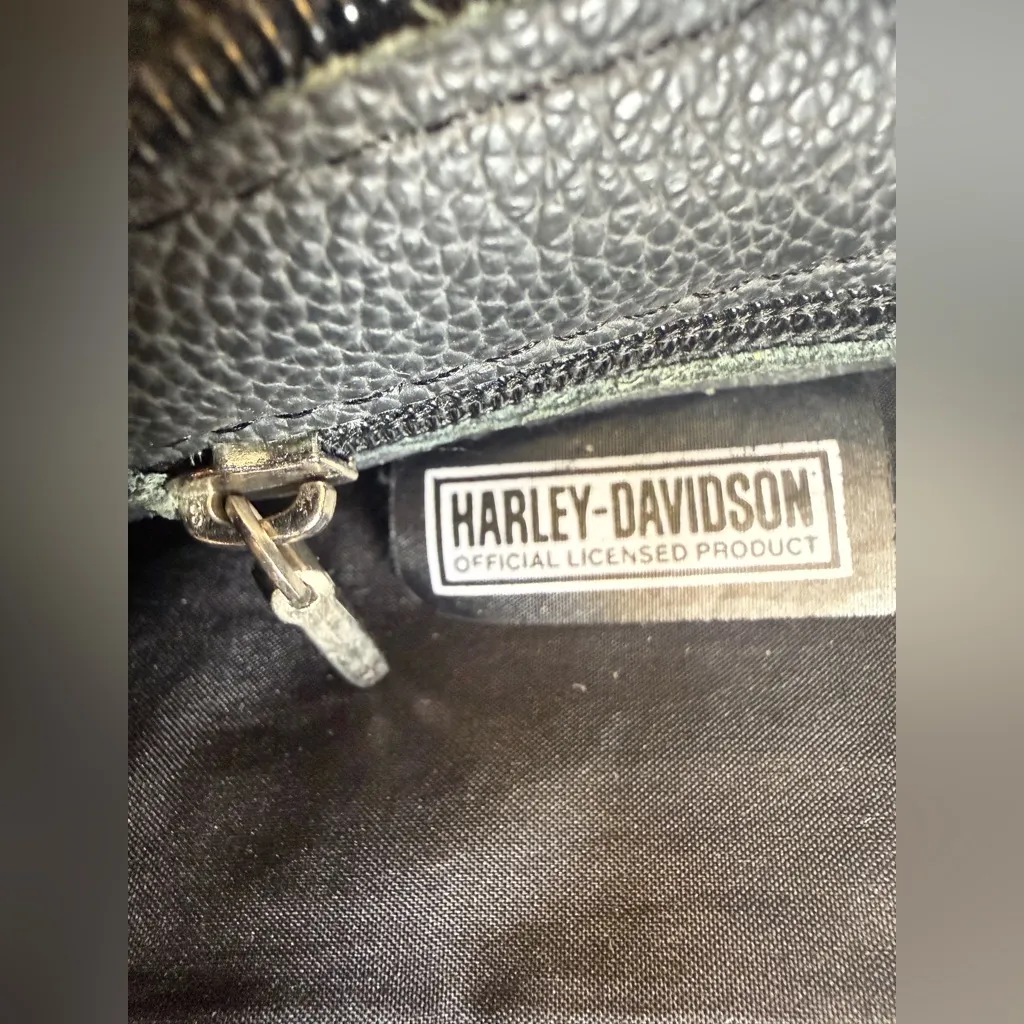 Vintage Harley Davidson Soft Pebbled Black Leather Studded Shoulder Bag Purse - Image 12