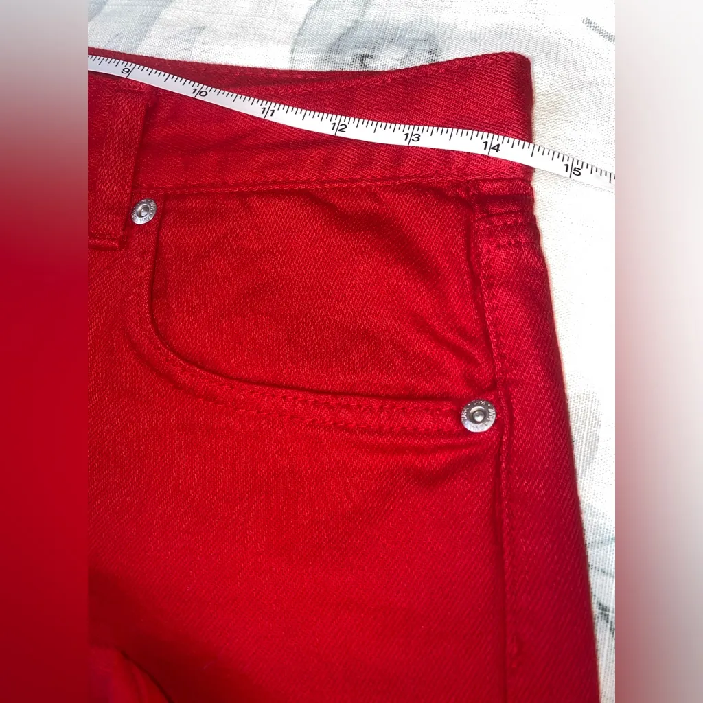 ZARA Red Mid Rise Straight Leg Jeans Z1975 Premium Denim SZ 4
New Without Tags - Image 12