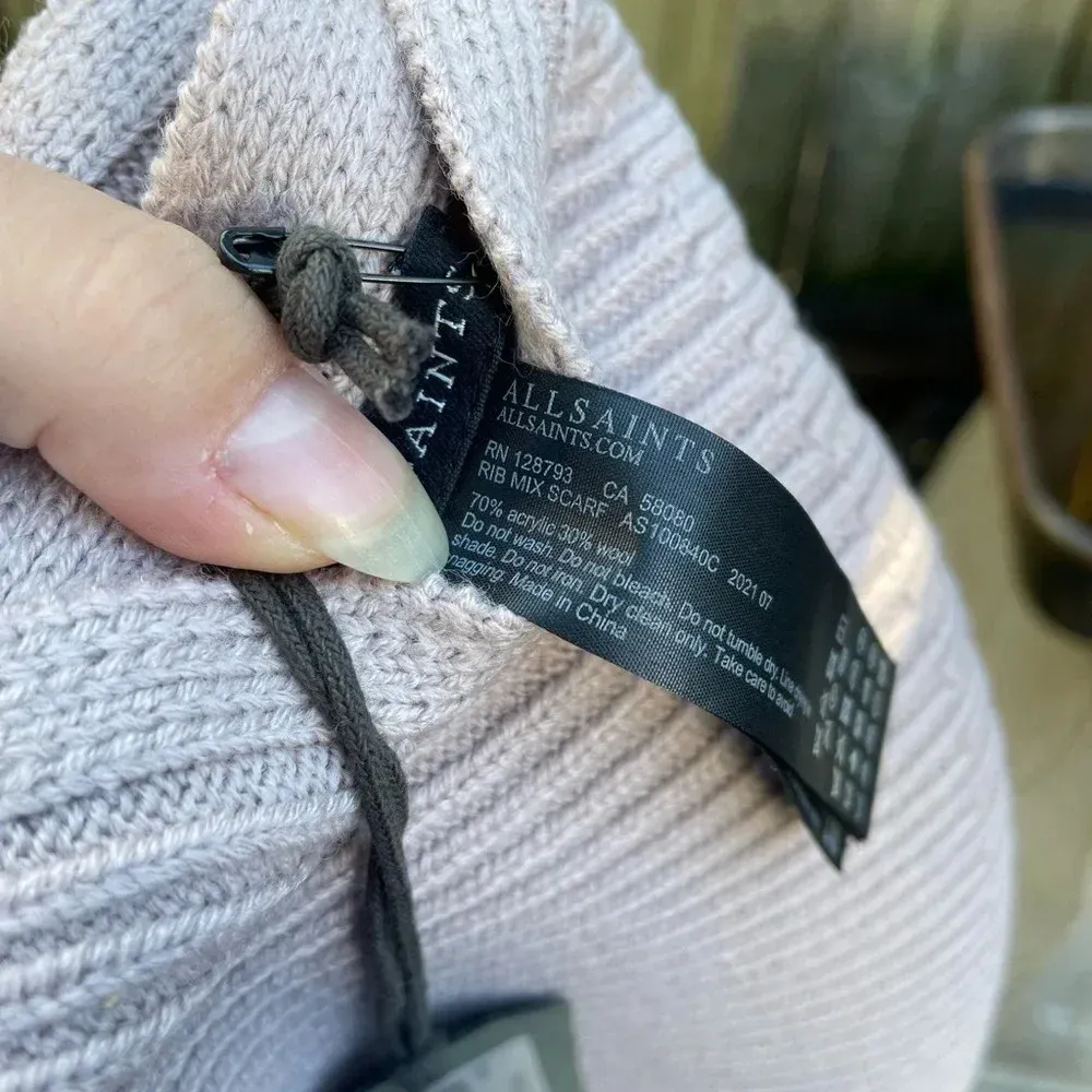 NWT ALL SAINTS BLUSH PINK WOOL BLEND SCARF - Image 5