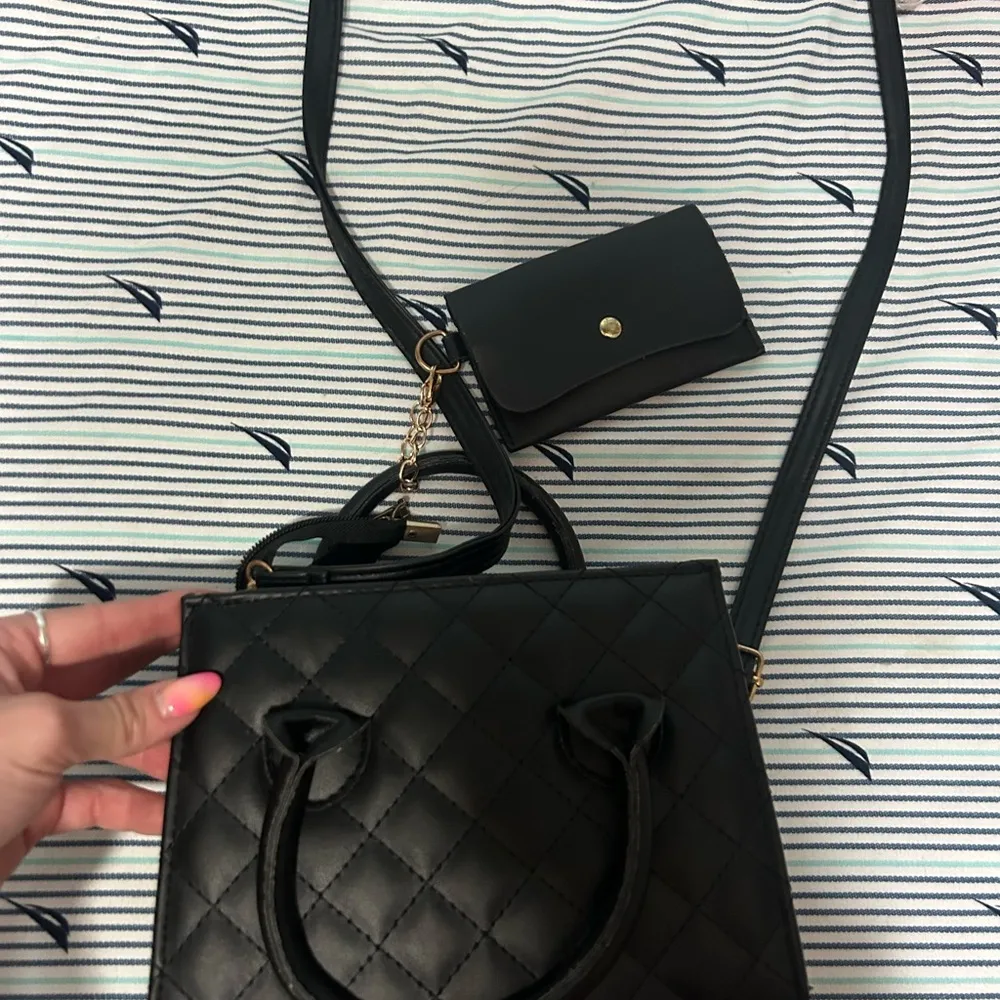 SHEIN Black Mini Quilted Bag - Image 2
