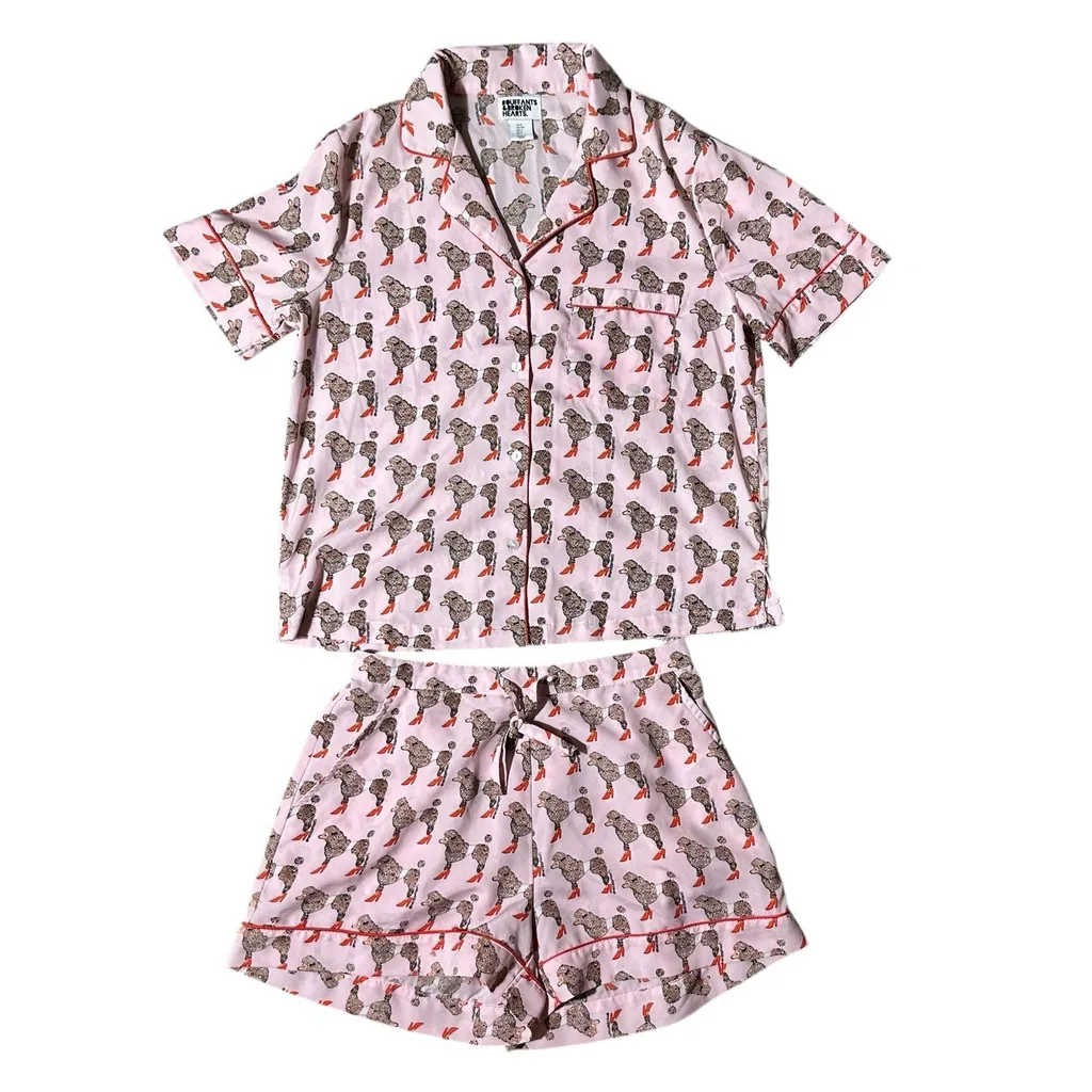 BOUFFANTS & BROKEN HEARTS 2pc Sassier Poodles Pajama Pink Shorts Set Size Small - Image 4