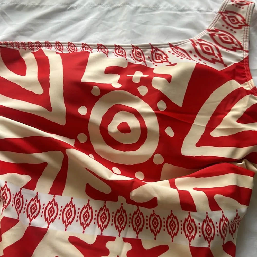 Commense Tropical Print One Piece Swimsuit size large Red - Image 2