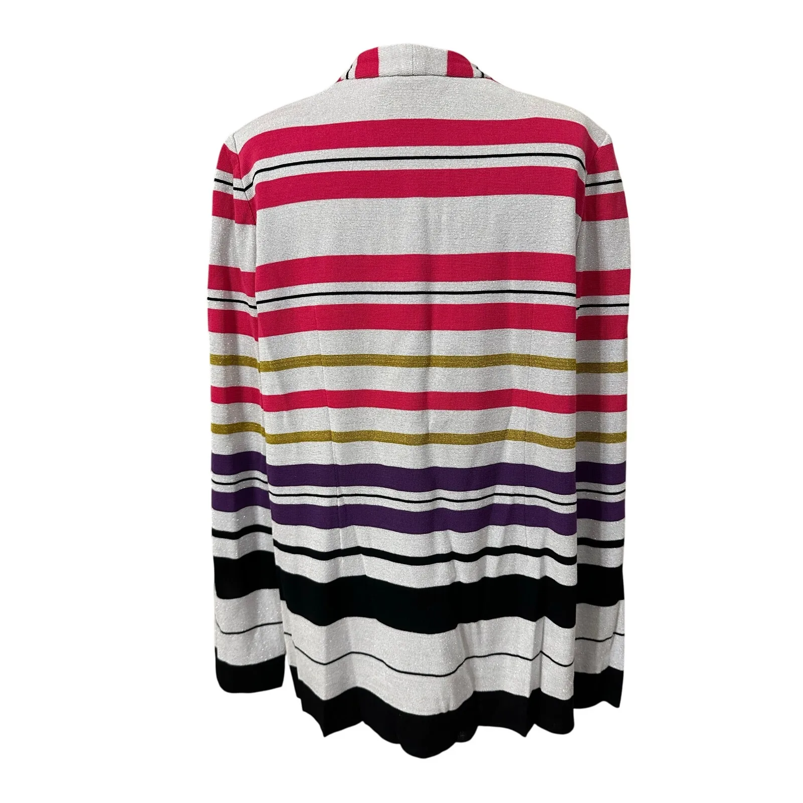 Misook Blazer Metallic Silver Pink Round Neck Hidden Button Long Sleeve - Image 5