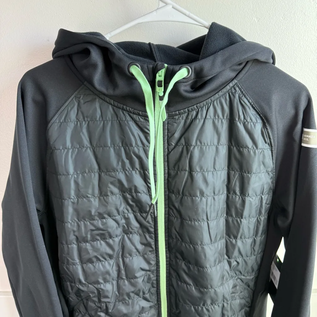 NWT ARMADA Black & Green Como Pullover Full Zip Jacket Size L - Image 7