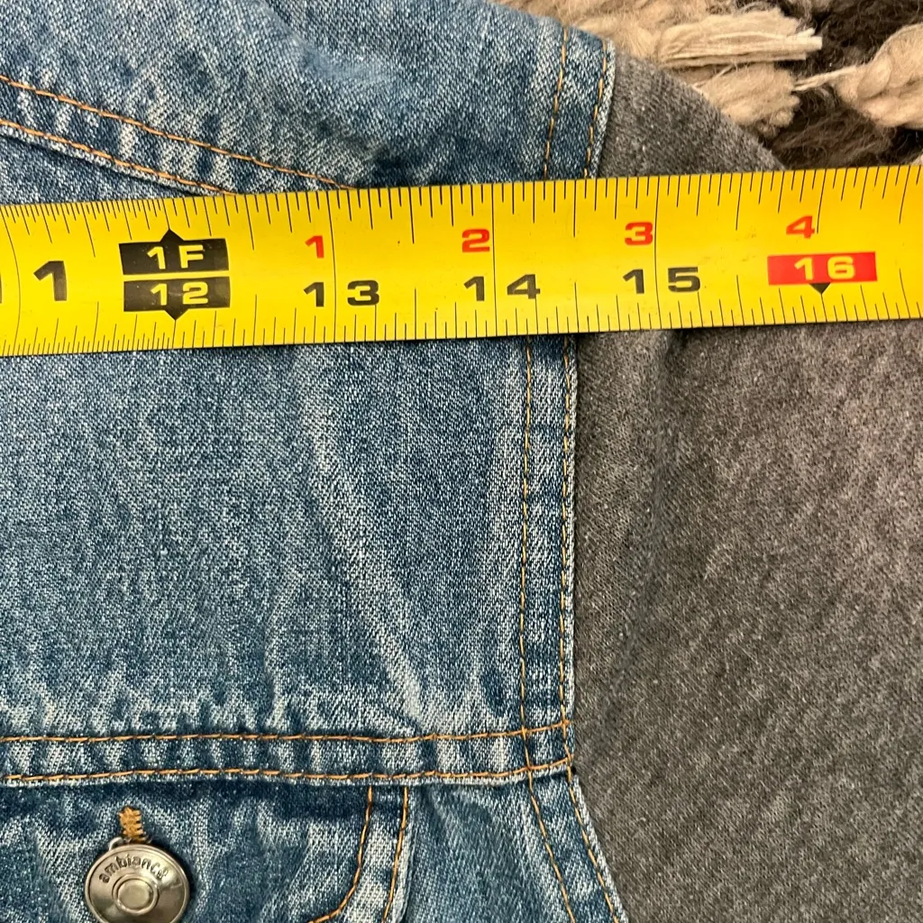 Y2K Vintage 2000s Blue and Gray Jean Jacket with Cropped Style SZ M Coat Size M - Image 9