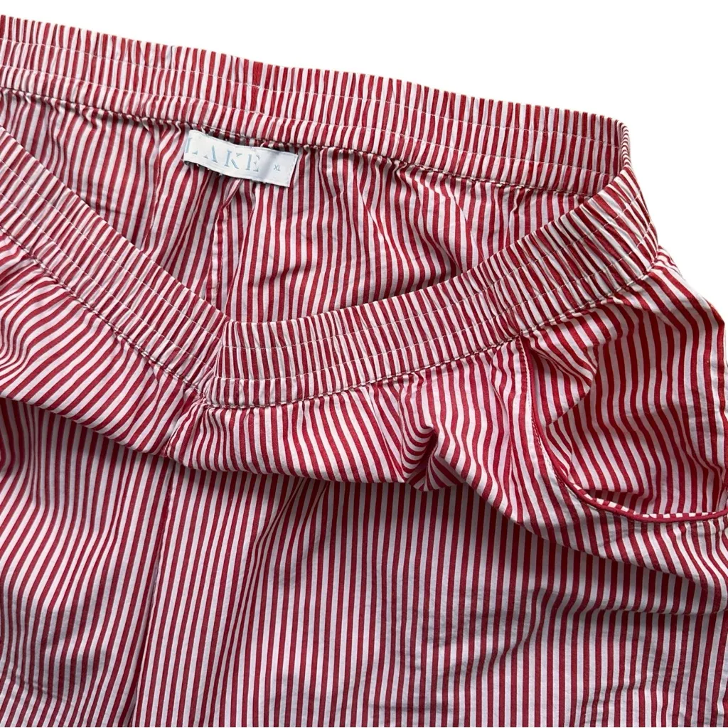 LAKE 100% Cotton Piped Poplin Pajama Set Size XL Red - Image 8