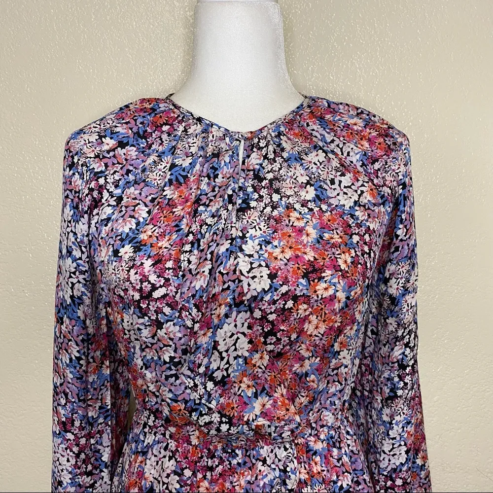 Parker Bertie Full-Sleeve Floral Silk Dress XS NWT - Image 6