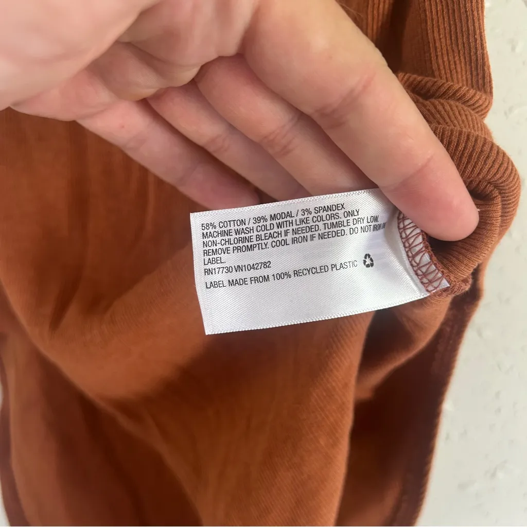 A New Day  Rust Ribbed Tank Top Bodysuit Casual Comfy Neutral Large - Image 4