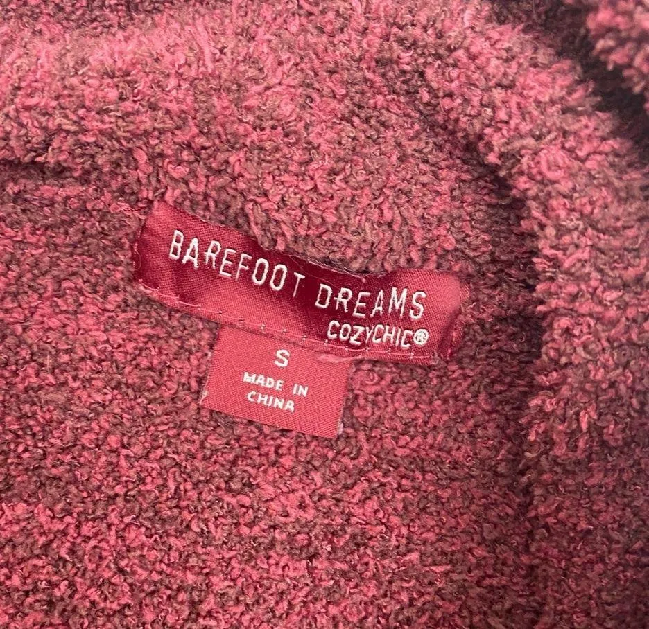 Barefoot Dreams CozyChic Cali Cardi Cardigan: Heathered Garnet/Rosewood - Image 8