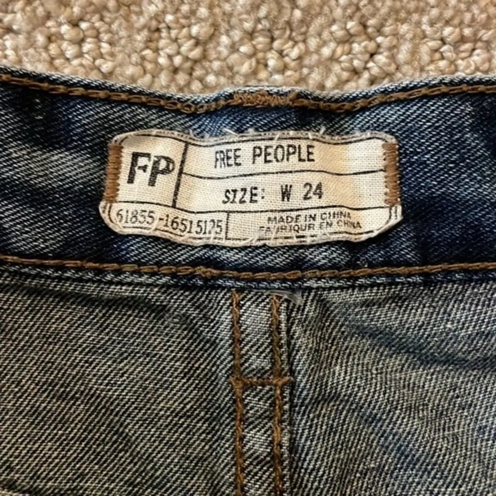 Free People Button Up Distressed Denim Shorts - Image 4