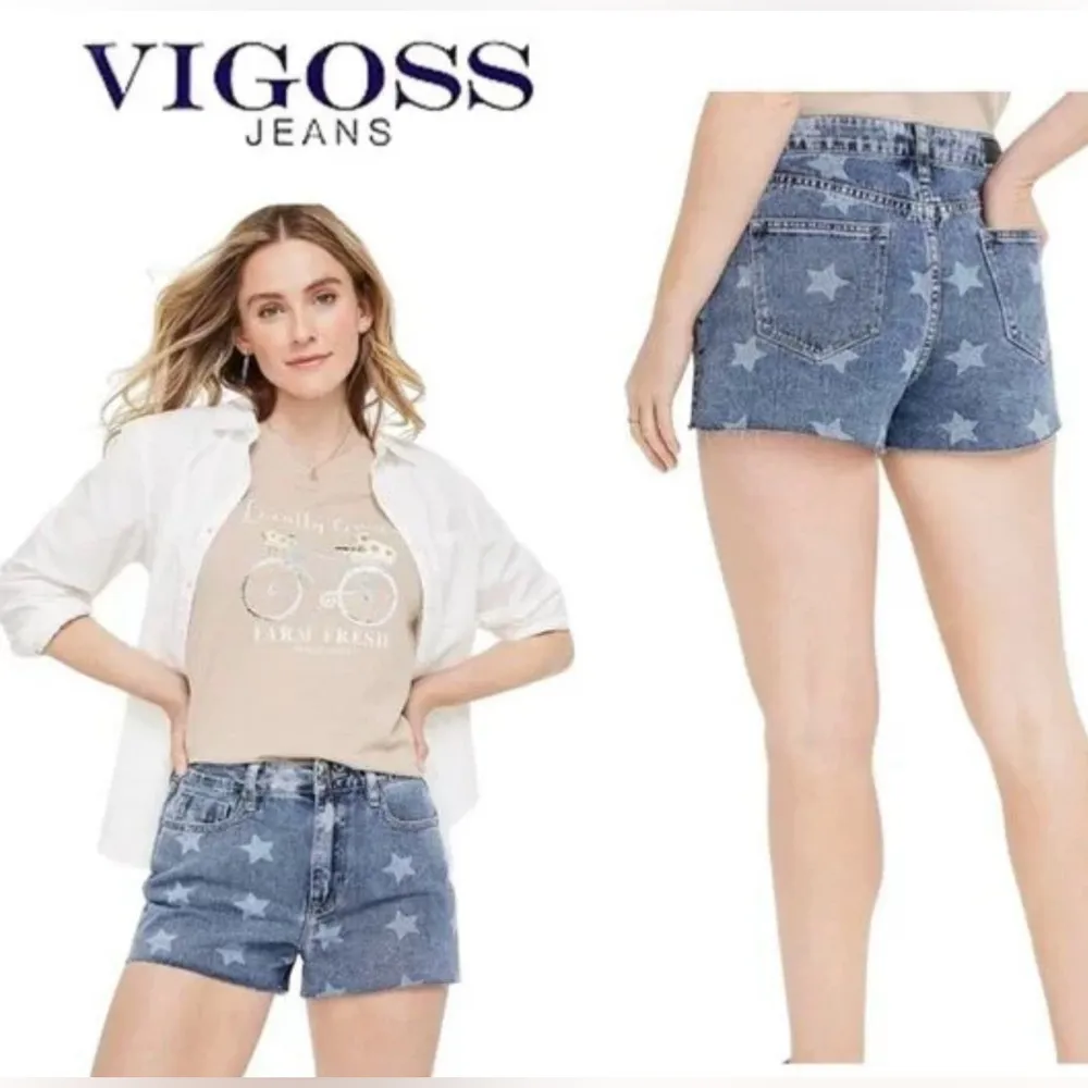 NWT Vigoss® Stars ACE 3" High Rise Denim Shorts | Size 30 Raw Hem - Image 3
