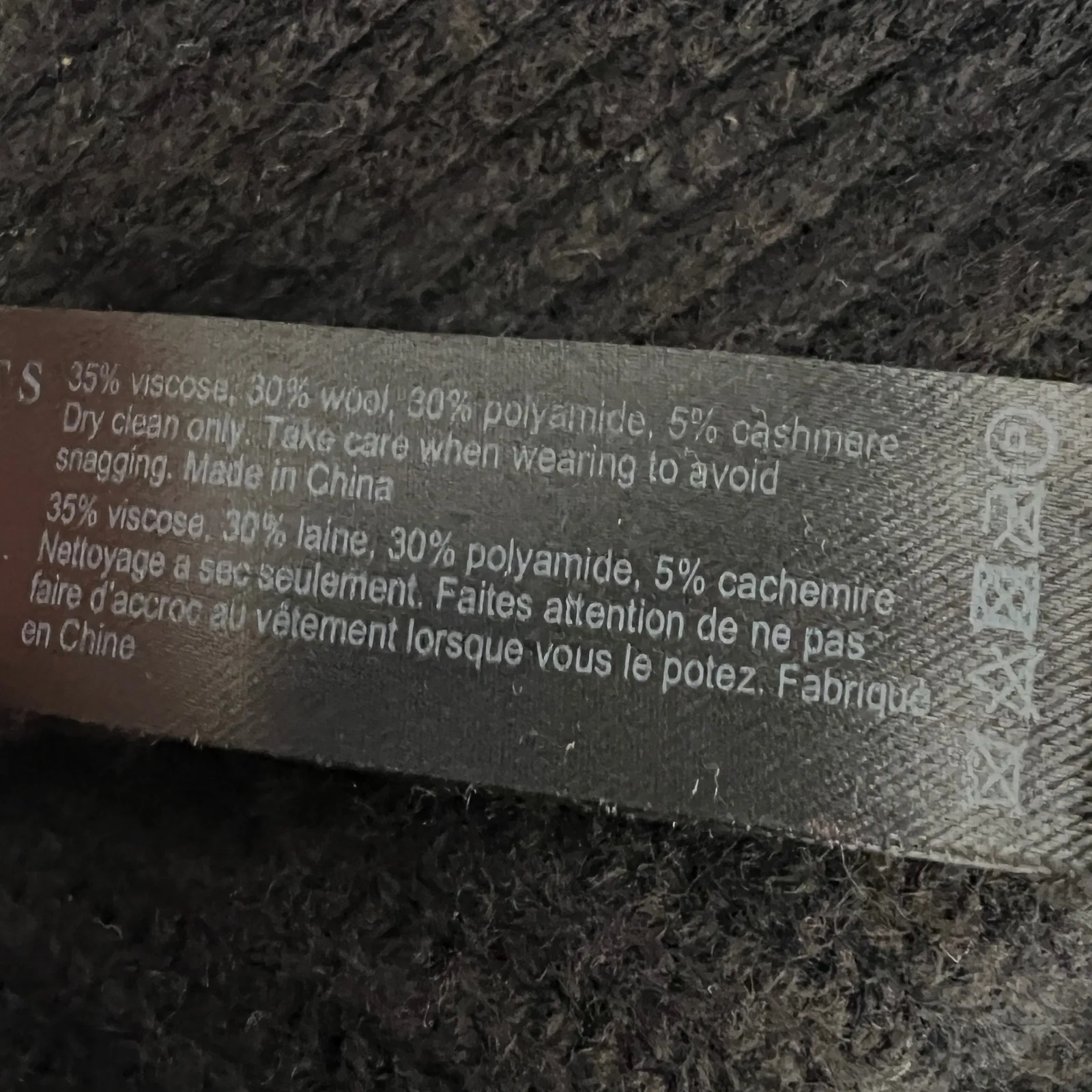 AllSaints Cardigan Ruana Black Wool Blend One Size Open Front Sweater Wrap - Image 7