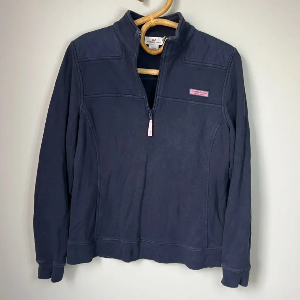 Vineyard Vines Navy Blue Quarter Zip Women's Medium - Image 4