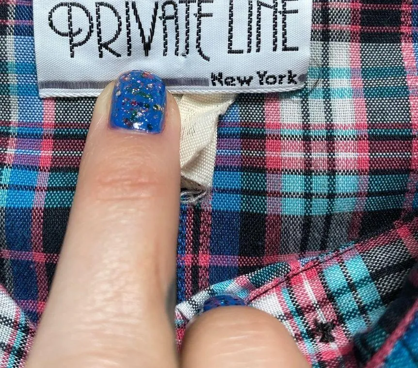 Vintage 1980s Private Line Plaid Button Down Shirt - Image 5