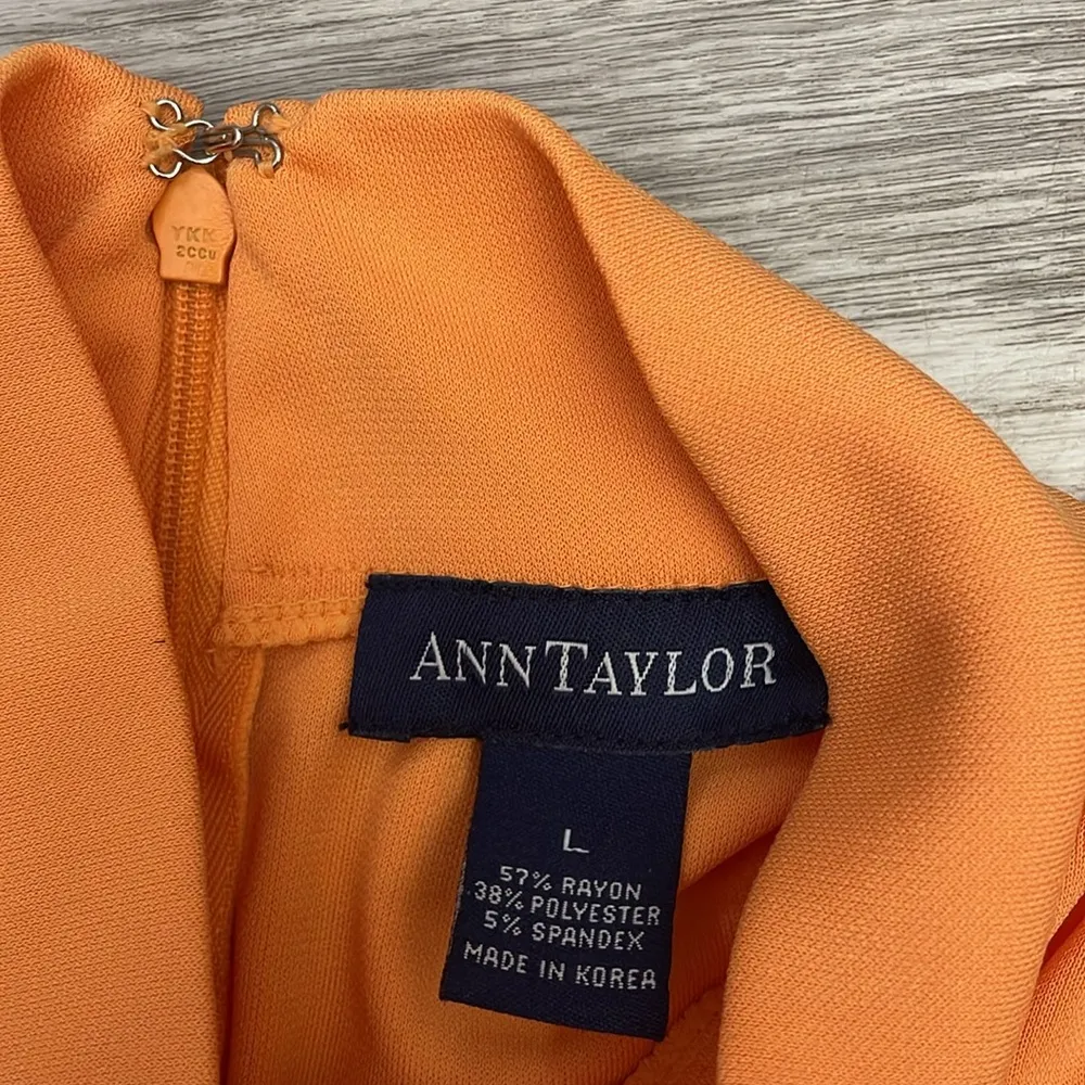 Ann Taylor Orange Long Sleeve Mock Neck 1/2 Zip Back Blouse Size Large - Image 11