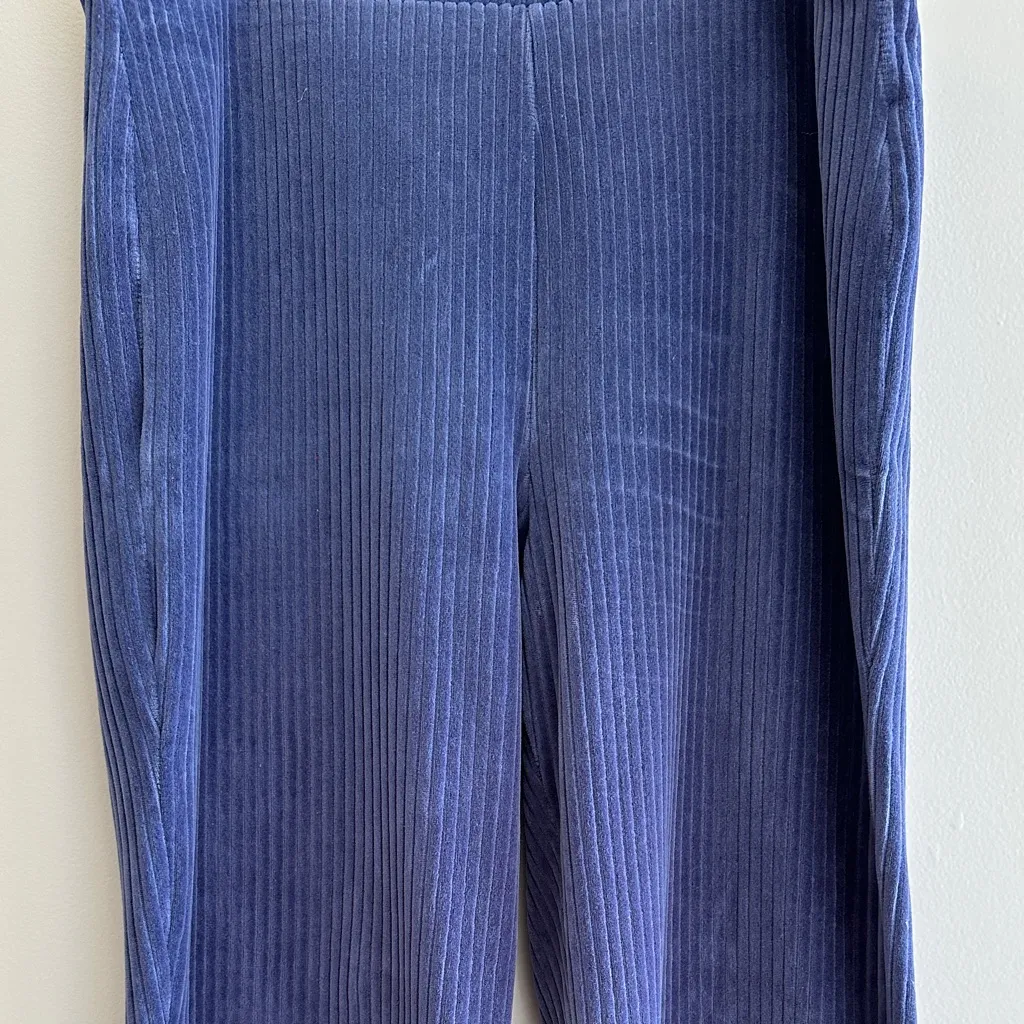 Aerie Groove-On Rib Velour High-Waisted Flare Pant, Blue, Size Large Short - Image 7