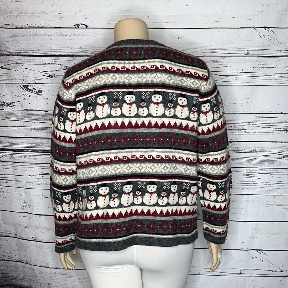Croft & Barrow NWT Size XL Snowman Button Wool Blend Christmas Sweater Cardigan - Image 5