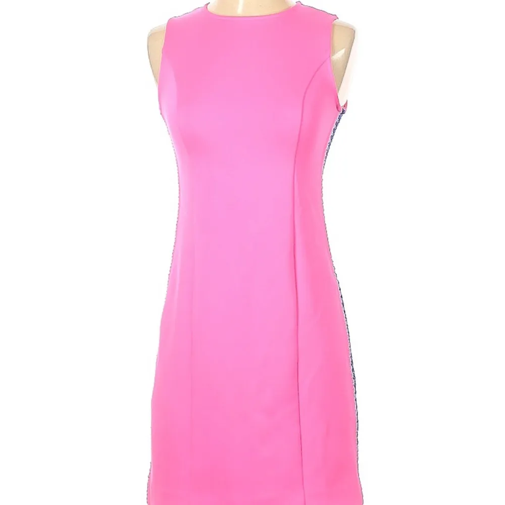 Lilly Pulitzer Hot Pink Blue Zig Zag Side Detail Zip Up Dress - Image 3