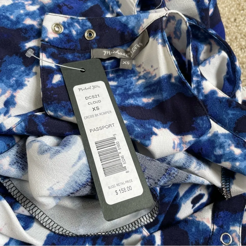 Michael Stars NEW Revolve  Cross Back Passport Blue Tie Dye Halter Women’s XS - Image 5