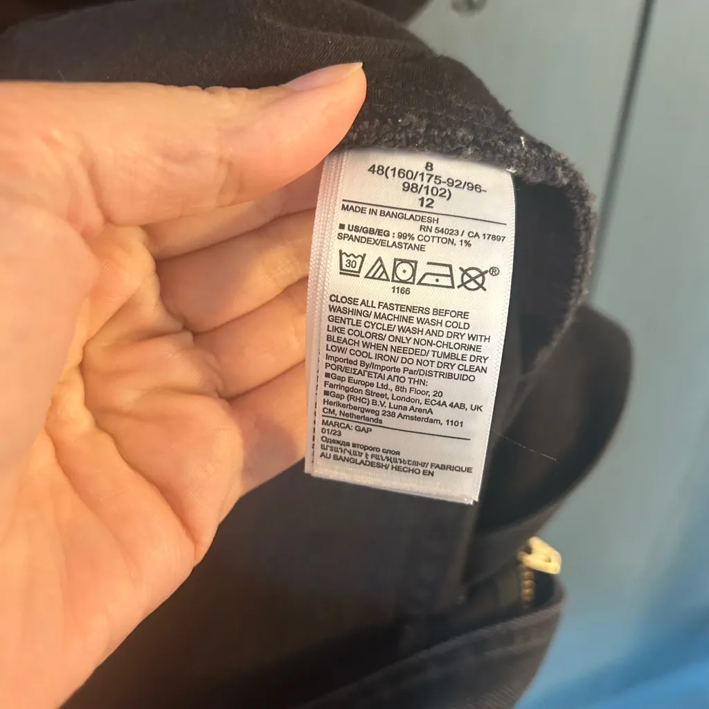 GAP Charcoal Black Denim Romper Puff Sleeves | Women’s Size 8 - Image 7