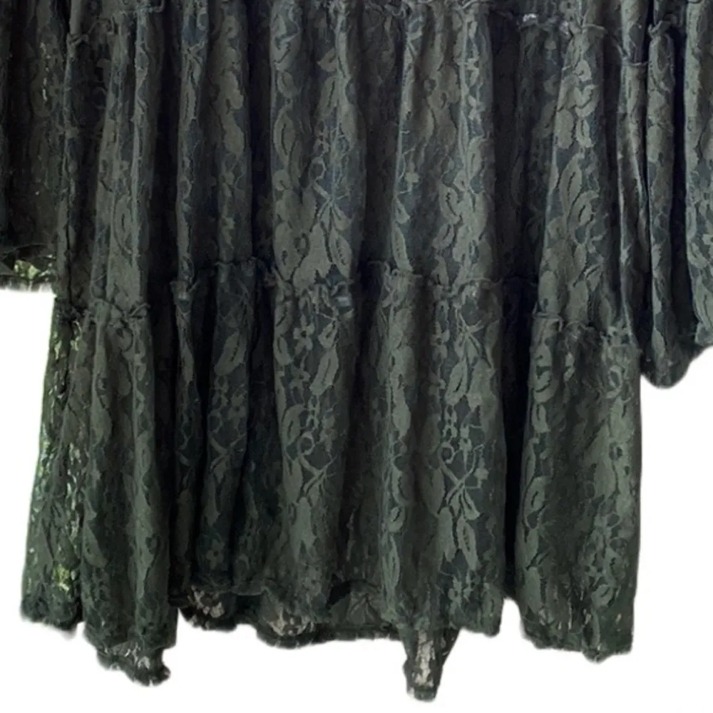 NWT 🫒 H.I.P. 2-Piece Set, Olive Green Sheer Lace Retro Peasant Top+Tank Top, 1X - Image 8