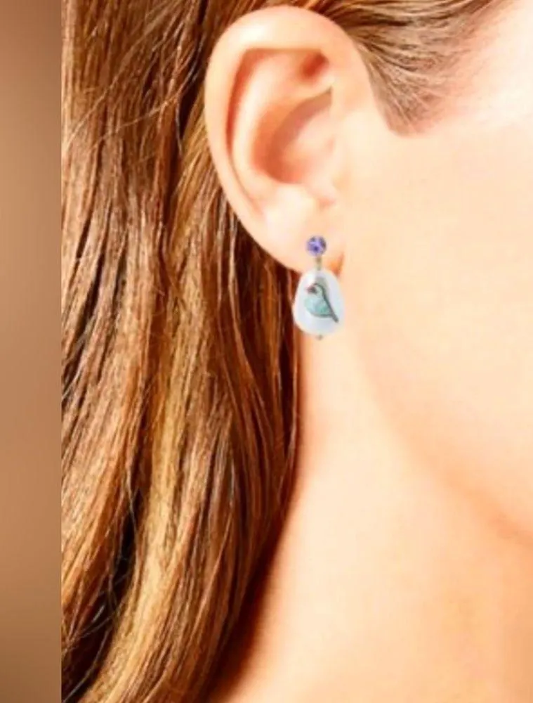 NWT Coach Gold-Tone Crystal & Painted Imitation Pear Mismatch Drop Earrings - Image 4