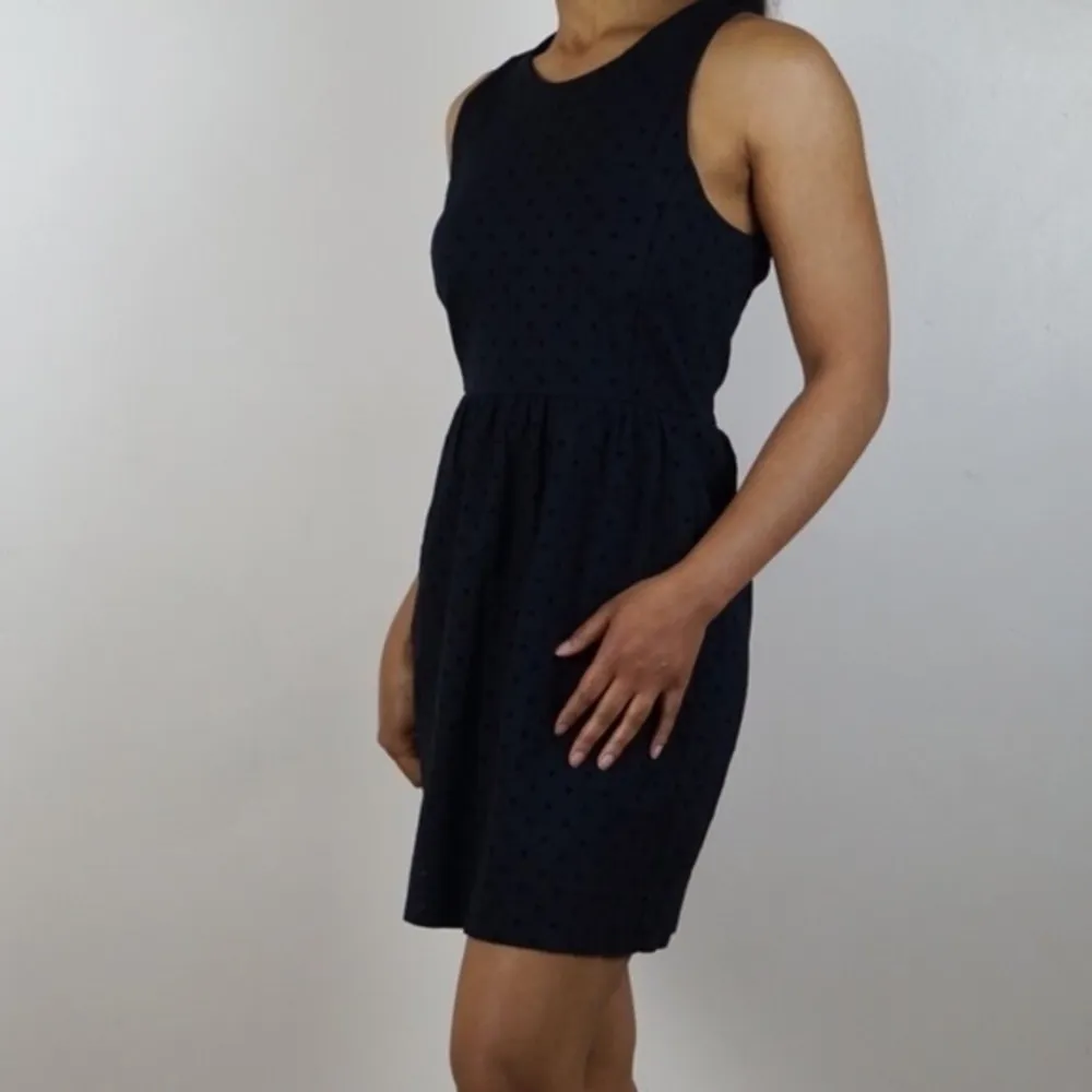 J. Crew Velvet Polkadot‎ Sleeveless Babydoll Dress Black - Image 4