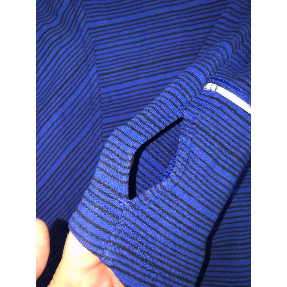 Lululemon Kanto Catch Me Long Sleeve Size 4 Stripe Sapphire Blue Black Top Shirt - Image 8