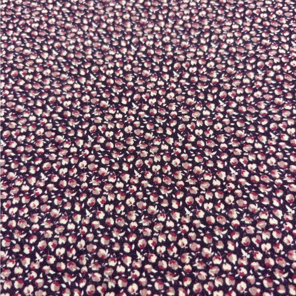 LL Bean Supima Cotton Long Sleeve Turtleneck Top Floral Purple Pink Womens Large - Image 3