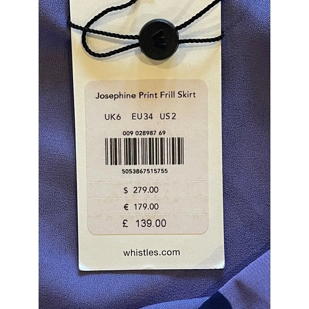 Whistles Purple Josephine Floral Print Tiered Frill Midi Skirt Size‎ 2 - Image 8