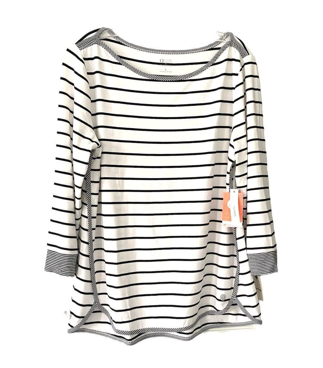 The Oprah Magazine Collection For Talbots Striped Long Sleeve Top Sz L - Image 4