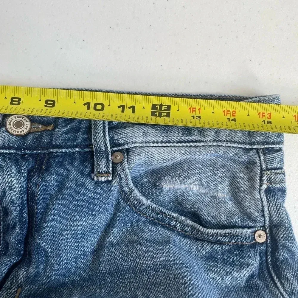 KANCAN Heavily Distressed Boyfriend Jeans Crop Size 7 27ā (Actual 31ā) Patch 084 Blue - Image 9