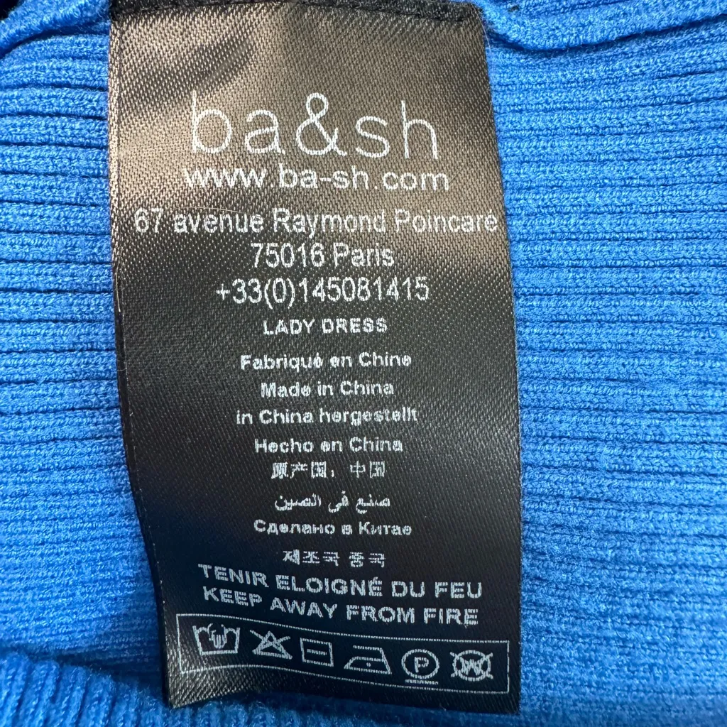 Ba&sh Oleane Dress Blue Ribbed Mini Dress $320 size 0 XS US 2 - Image 9