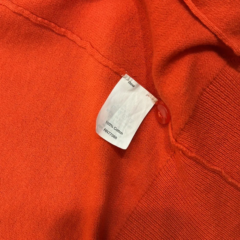 J. Crew Coral Orange Ruffle Button Front Coquette Cardigan Sweater Women Medium - Image 7