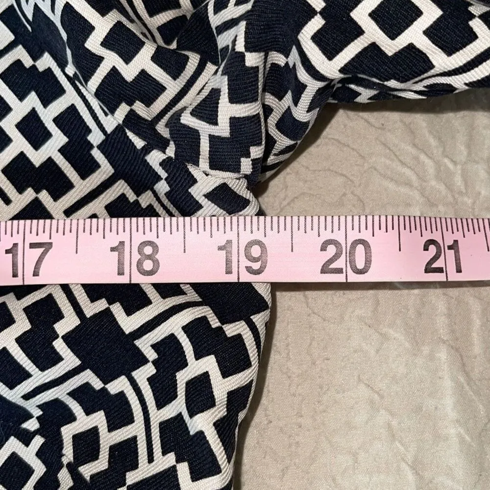 J. McLaughlin Womens Geo Collared Silk Wool Blend Midi Dress Black White Size 10 - Image 7