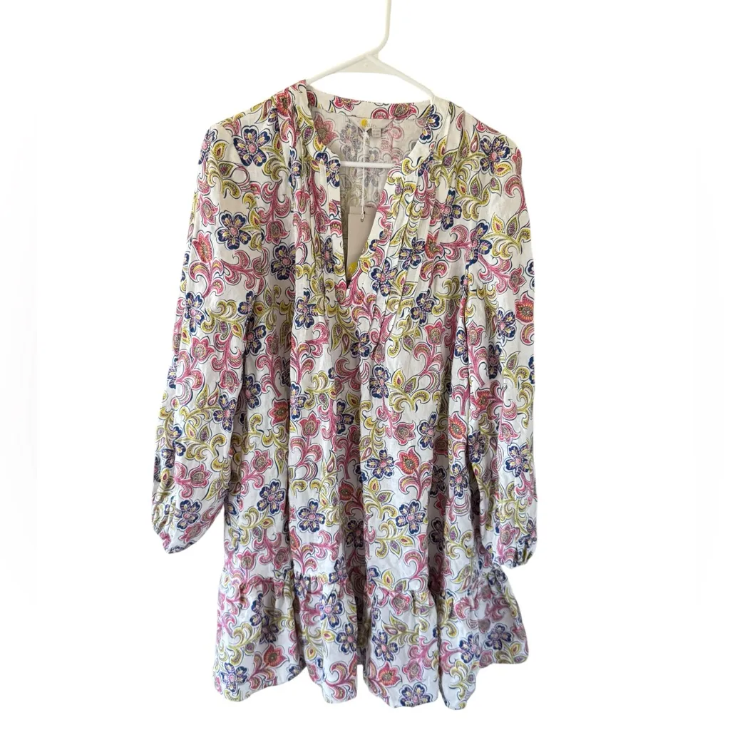 Boden NEW Tiered Linen Mini Dress Blue Size 8 - Image 8