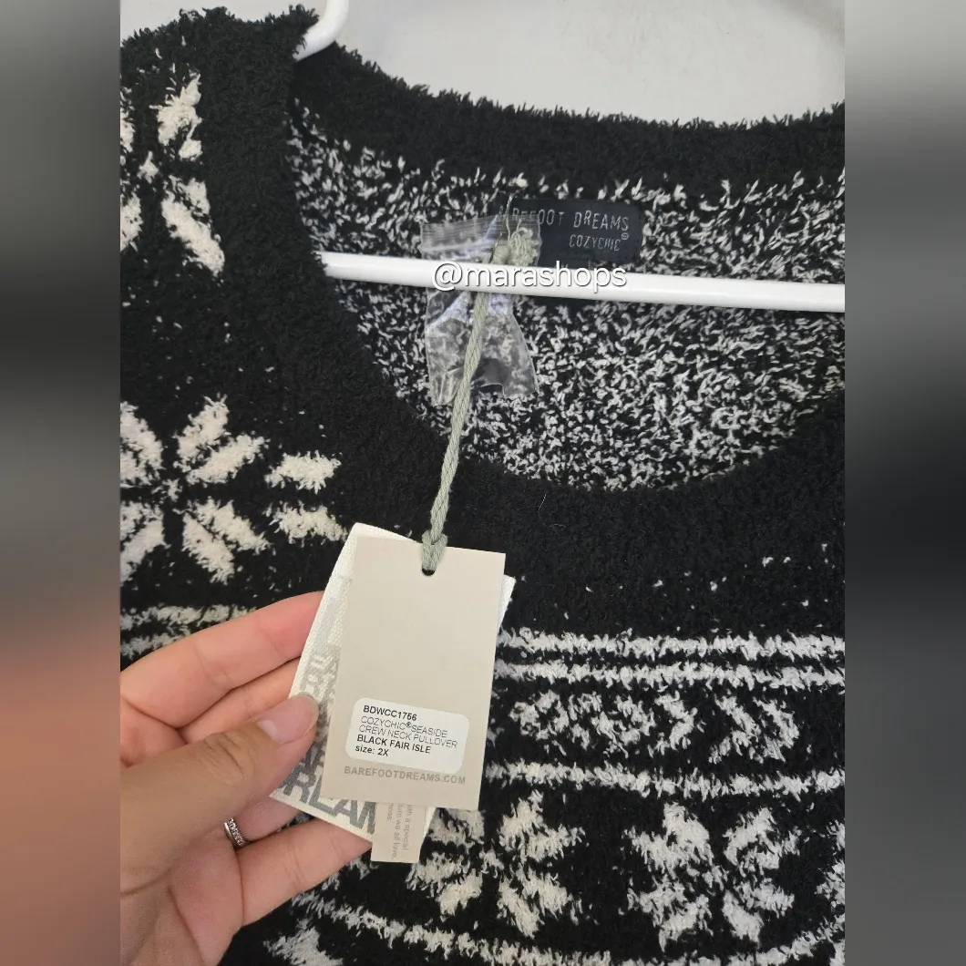Barefoot Dreams Seaside Crewneck Pullover Fair Isle Sweater - Image 3